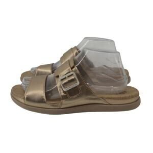 Cloudsteppers Clarks Size 9 June Tide Gold Metallic Slides